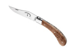 Couteau pliant artisanal Capuchadou acier sandvik manche bois de genévrier 12cm