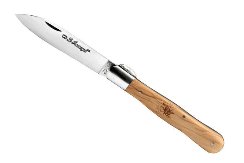 Couteau pliant Au Sabot Le Provençal acier Sandvik manche olivier 12cm