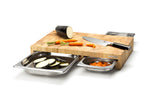 Planche à découper Continenta en bois 50x32,5x8,5cm + 3 bacs inox
