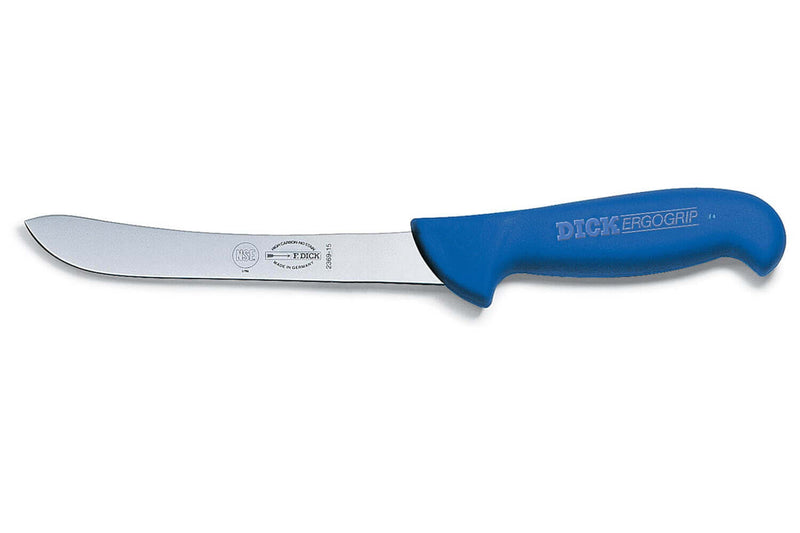 Couteau à découper Dick Ergogrip lame à pointe large manche bleu - 21 cm