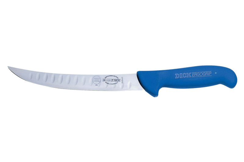 Couteau à découper Dick Ergogrip à lame alvéolée 21 cm manche bleu