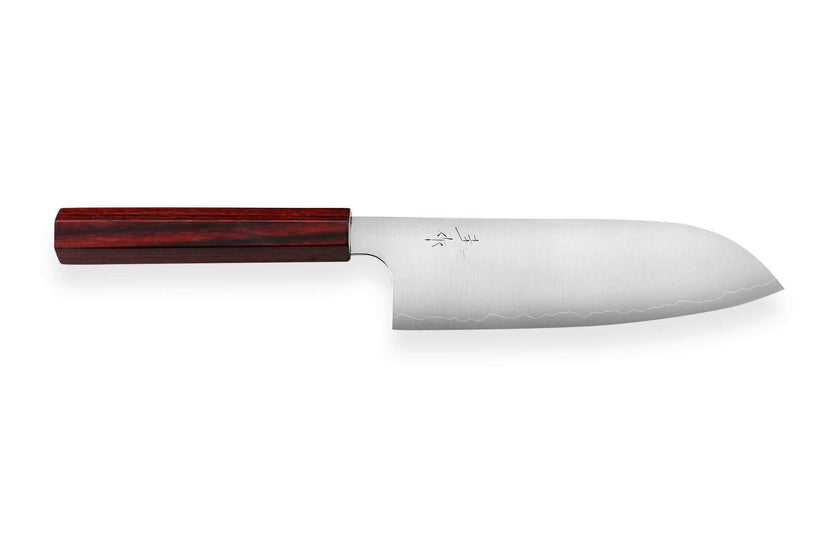 Couteau santoku japonais artisanal Kei Kobayashi SG2 Heptagone 17cm