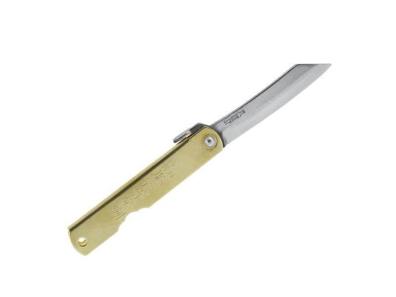 Couteau pliant Higonokami luxe 16 acier carbone manche laiton gravé 10cm