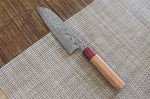 Couteau santoku japonais artisanal Yoshimi Kato 17cm SG2 Damascus cerisier