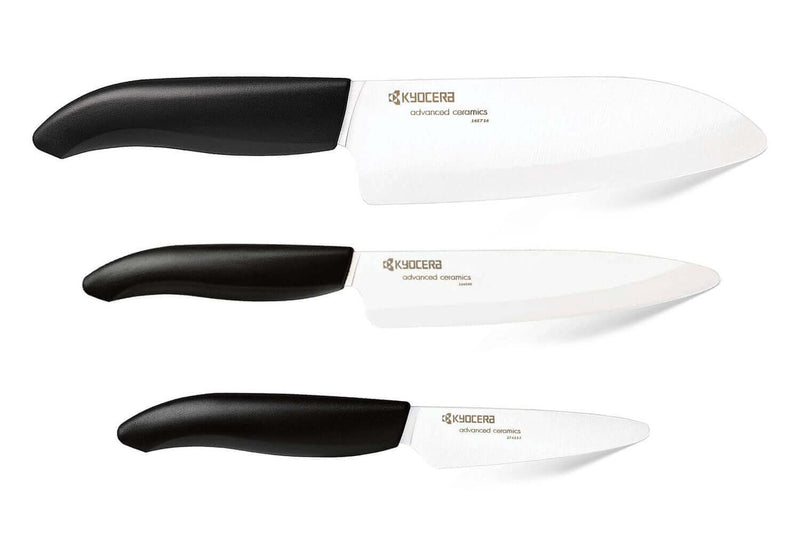 Coffret 3 couteaux Kyocera céramique santoku + office + petit office