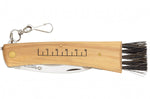 Couteau pliant à champignons Maserin manche olivier 12cm + brosse intégrée