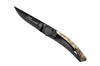 Couteau pliant Le Thiers Liner Lock Claude Dozorme acier noir corne de bélier 10,5cm