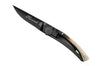 Couteau pliant Le Thiers Liner Lock Claude Dozorme acier noir corne claire 10,5cm