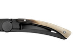 Couteau pliant Le Thiers Liner Lock Claude Dozorme acier noir corne claire 10,5cm