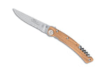 Couteau pliant denté Le Thiers Liner Lock Claude Dozorme olivier 12,5cm