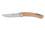 Couteau pliant denté Le Thiers Liner Lock Claude Dozorme olivier 12,5cm