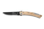 Couteau pliant lame noire dentée Le Thiers Liner Lock Claude Dozorme olivier 12,5cm