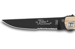 Couteau pliant lame noire dentée Le Thiers Liner Lock Claude Dozorme olivier 12,5cm