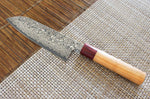 Couteau santoku japonais artisanal Yoshimi Kato 17cm VG10 Nickel Damascus cerisier