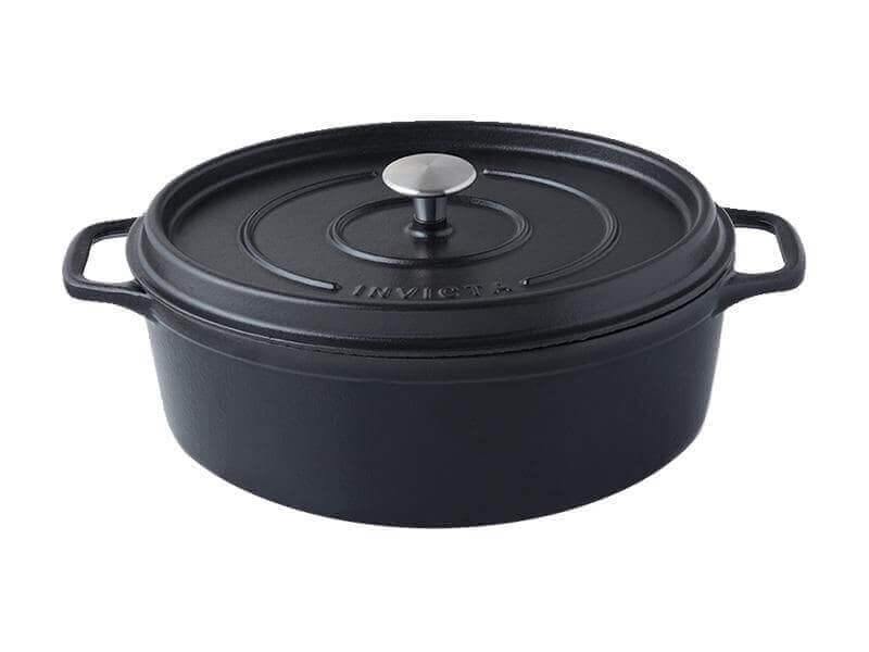 Cocotte ovale Invicta en fonte émaillée 31cm - Noir