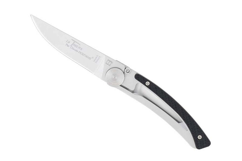 Couteau pliant Le Thiers Liner Lock Claude Dozorme façon carbone 10,5 cm