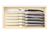 Coffret 6 couteaux Laguiole Arbalète G.DAVID 21cm inox manche façon corne noire mitre inox