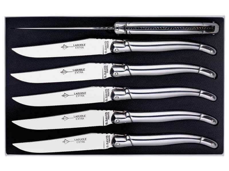 Coffret 6 couteaux de table Laguiole Arbalète G.DAVID 23cm tout inox