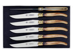 Coffret 6 couteaux de table Laguiole Arbalète G.DAVID 21cm inox manche façon corne blonde