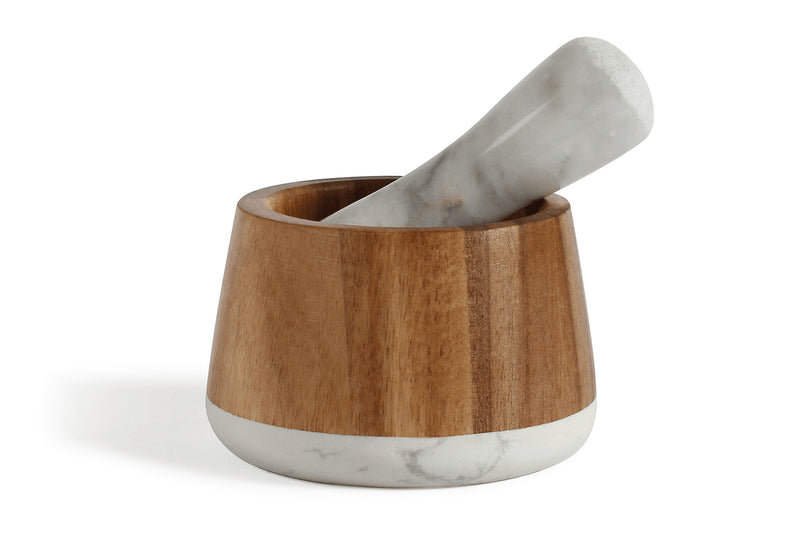 Mortier et pilon Livoo marbre et acacia