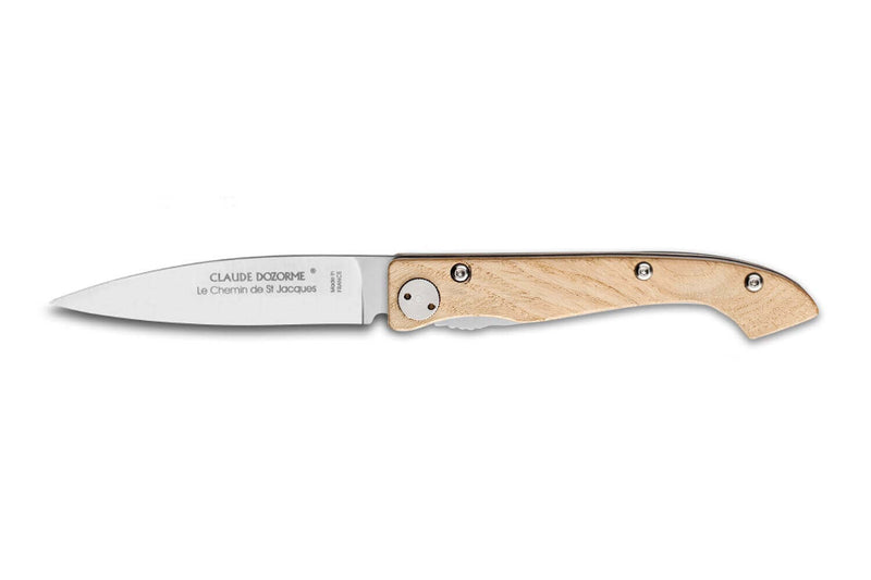 Couteau pliant Compostelle Voie de Tours Claude Dozorme manche chêne 12,5cm