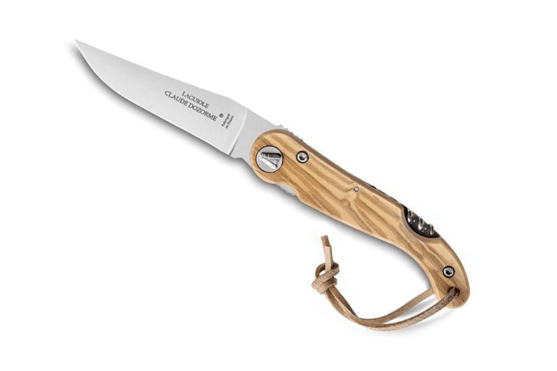 Couteau pliant Laguiole Claude Dozorme manche olivier 12cm + tire-bouchon