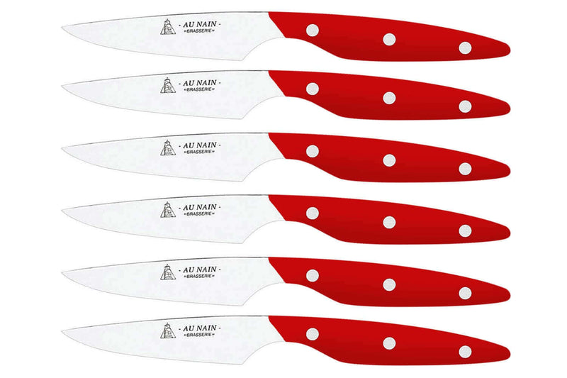 Coffret de 6 couteaux à steak Brasserie Au Nain rouge pastello lame lisse