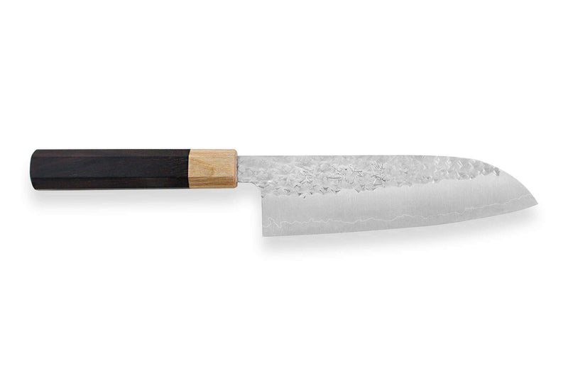 Couteau santoku japonais artisanal martelé Yu Kurosaki senko 16.5cm acier SG2