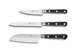 Coffret 3 couteaux Sabatier Idéal Inox rivets laiton Office + Universel + Mini Santoku