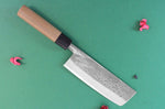 Couteau nakiri japonais artisanal Wusaki Nakata BS2 16.5cm manche en noyer