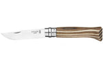 Couteau Opinel tradition n°8 lame acier inox 8,5cm virole tournante bouleau lamellé - Marron