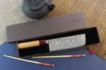 Couteau nakiri japonais artisanal Yoshimi Kato 16,5cm VG10 Nickel Damascus cerisier