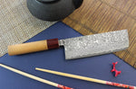 Couteau nakiri japonais artisanal Yoshimi Kato 16,5cm VG10 Nickel Damascus cerisier