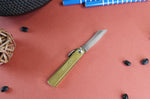 Couteau de poche Higonokami Kanetsune 4cm acier SK-5 manche laiton