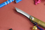Couteau de poche Higonokami Kanetsune lame 4cm acier SK-5 manche laiton + grelot