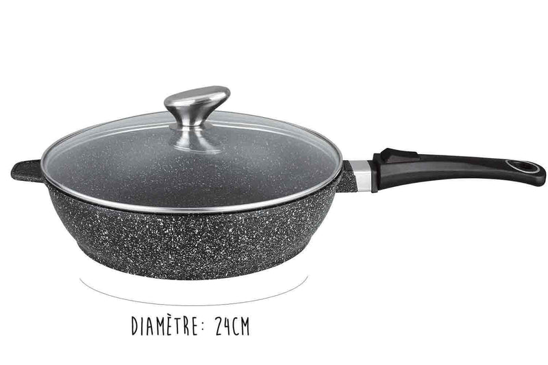 Sauteuse en fonte Pradel Excellence Premium 24cm façon pierre tous feux/ induction