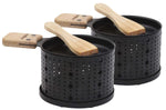 Service à raclette à la bougie Cookut Lumi noir - Services individuels poêlons et spatules - 2 personnes