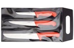 Set de 3 couteaux de boucher professionnels Giesser manche rouge