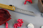 Couteau de poche Higonokami Böker Kinzoku lame damassée 7,5cm manche cuivre