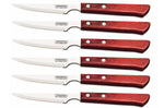 Set de 6 couteaux à steak Tramontina lame crantée 11cm manche rouge