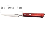 Set de 6 couteaux à steak Tramontina lame crantée 11cm manche rouge