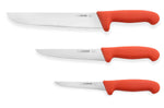 Set de 3 couteaux de boucher professionnels Giesser manche rouge