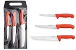 Set de 3 couteaux de boucher professionnels Giesser manche rouge