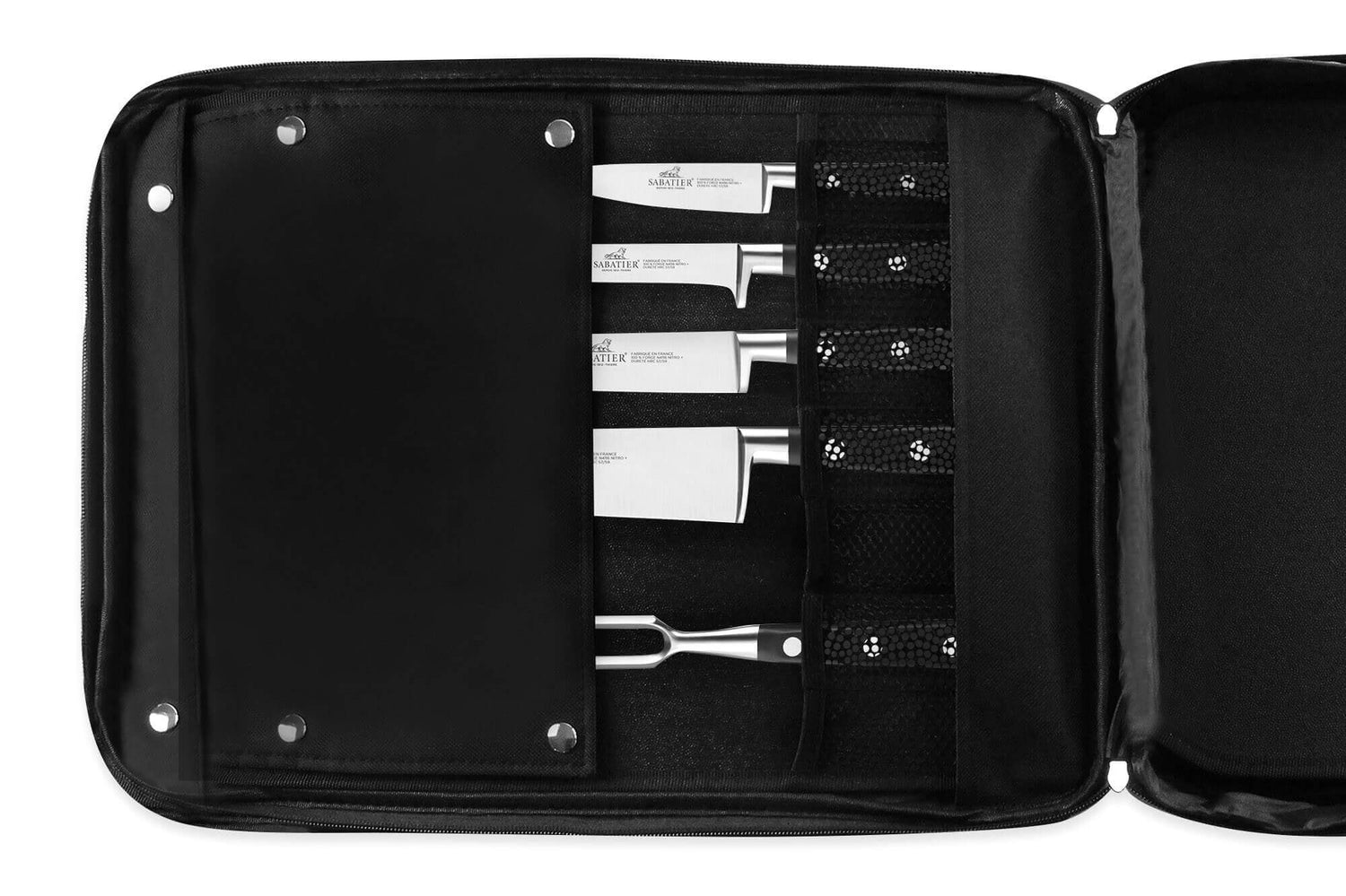 Sac spécial chef Sabatier Idéal Inox 4 couteaux de cuisine français + 1 fourchette - Exclusivité