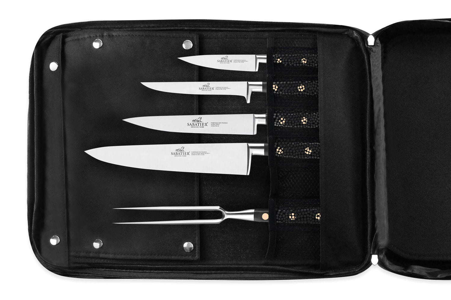 Sac spécial chef Sabatier Chef 4 couteaux de cuisine français + 1 fourchette - Exclusivité