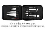 Sac spécial chef Sabatier Edonist 4 couteaux de cuisine français + 1 fourchette - Exclusivité
