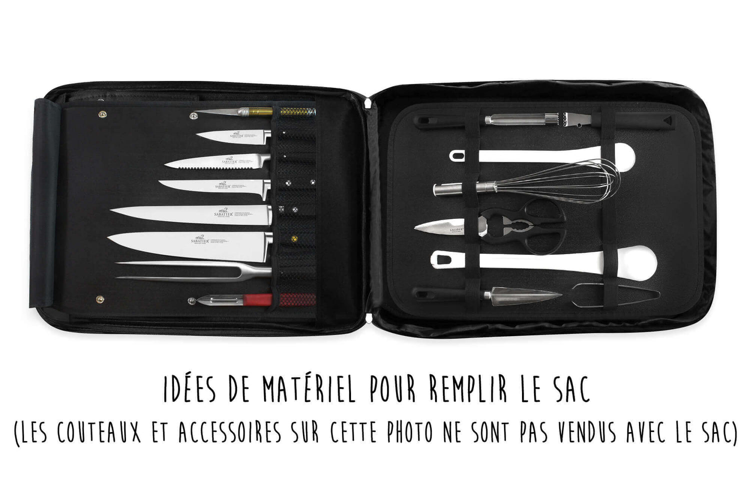 Sac spécial chef Sabatier Chef 4 couteaux de cuisine français + 1 fourchette - Exclusivité