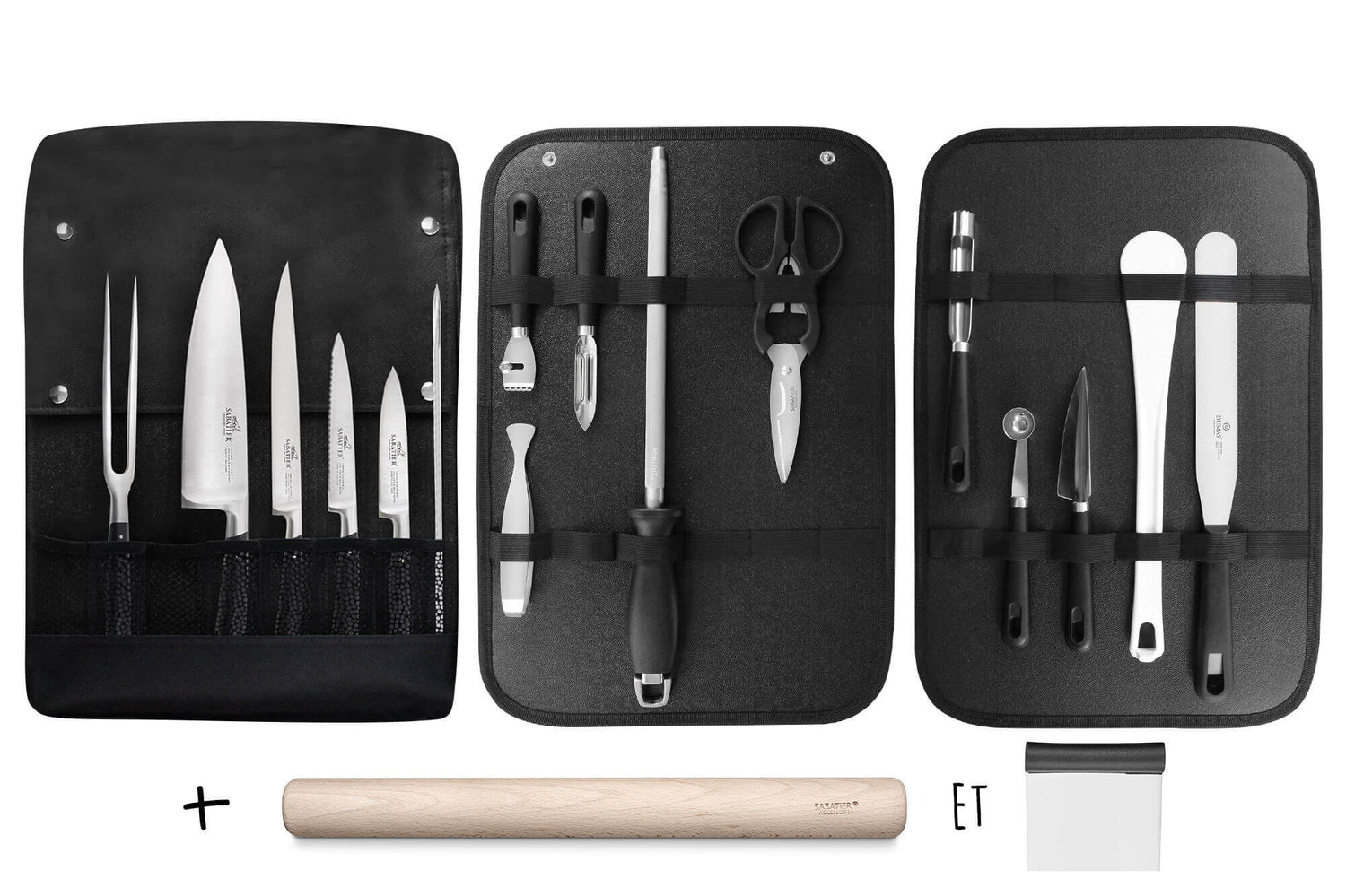 Sac spécial chef Sabatier Edonist 4 couteaux de cuisine français + 14 ustensiles - Exclusivité
