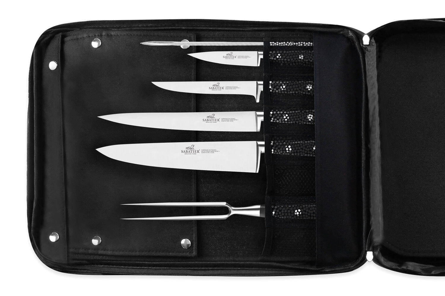 Sac spécial chef Sabatier Idéal Inox 4 couteaux de cuisine français + 14 ustensiles - Exclusivité