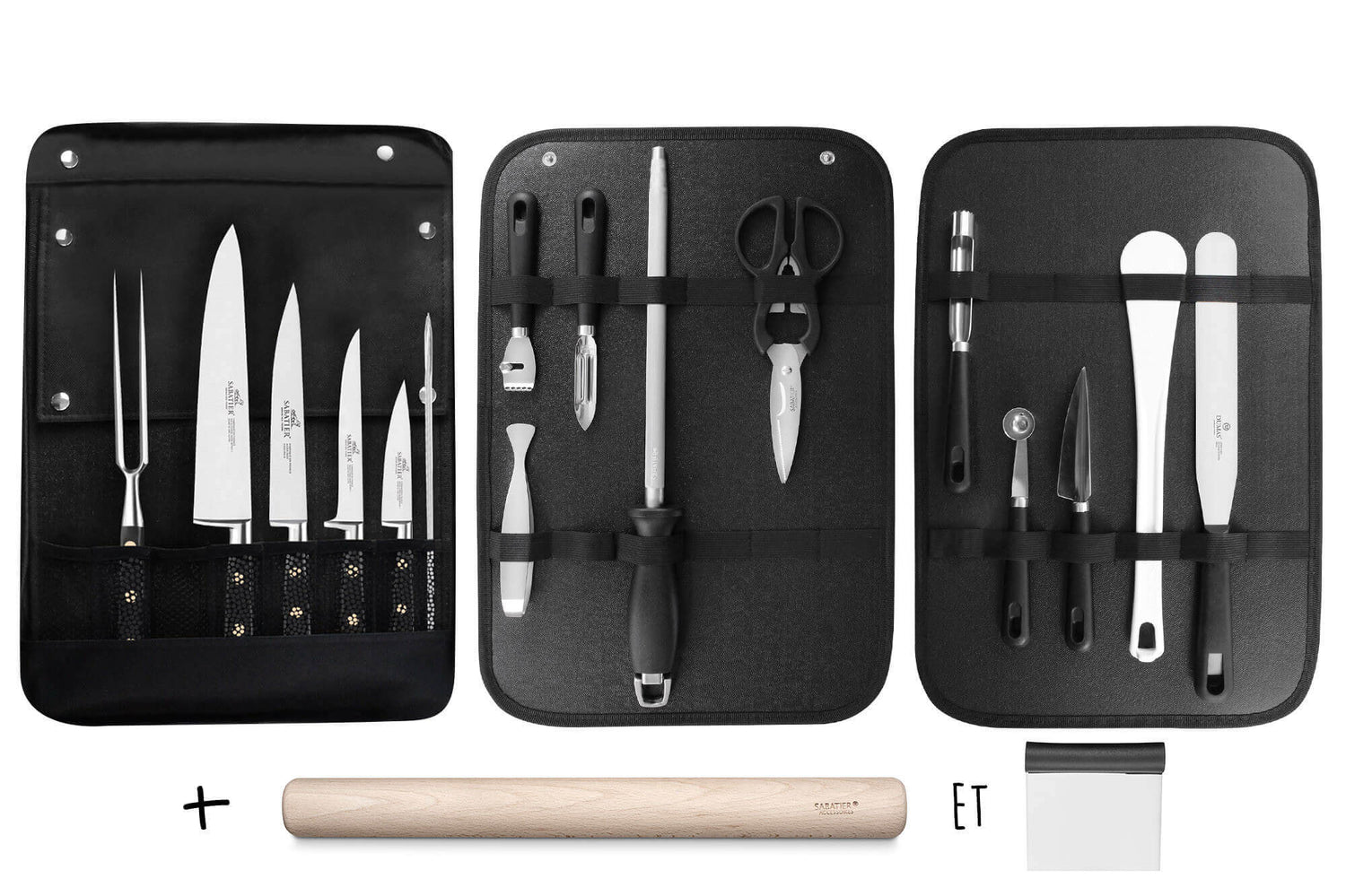 Sac spécial chef Sabatier Chef 4 couteaux de cuisine français + 14 ustensiles - Exclusivité